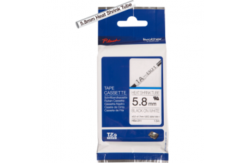 Banda de etichete termocontractibila BROTHER HSE211 , Negru pe alb, 5.8mm, 1.5m