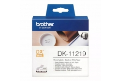 Rolă de etichete rotunde originală Brother DK-11219 – negru pe alb, 12mm, 1.2K buc