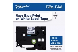 Banda de etichete BROTHER TZE-FA3, BANDA TEXTILA, albastru pe alb, 12mm, 3m