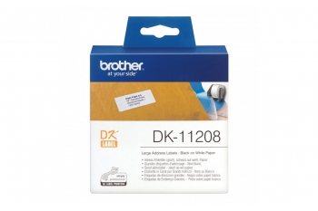 Rola de etichete pretaiate BROTHER DK11208, Negru pe alb, 38mm x 90mm, 400 BUC